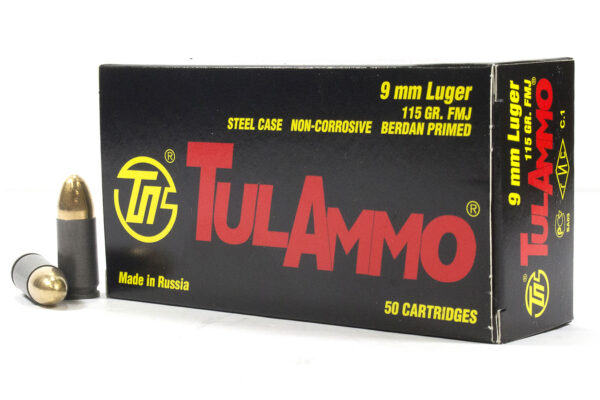 9 MM Ammo, Case of 1000 or boxes of 50, TULA 115 Gr, Steel case